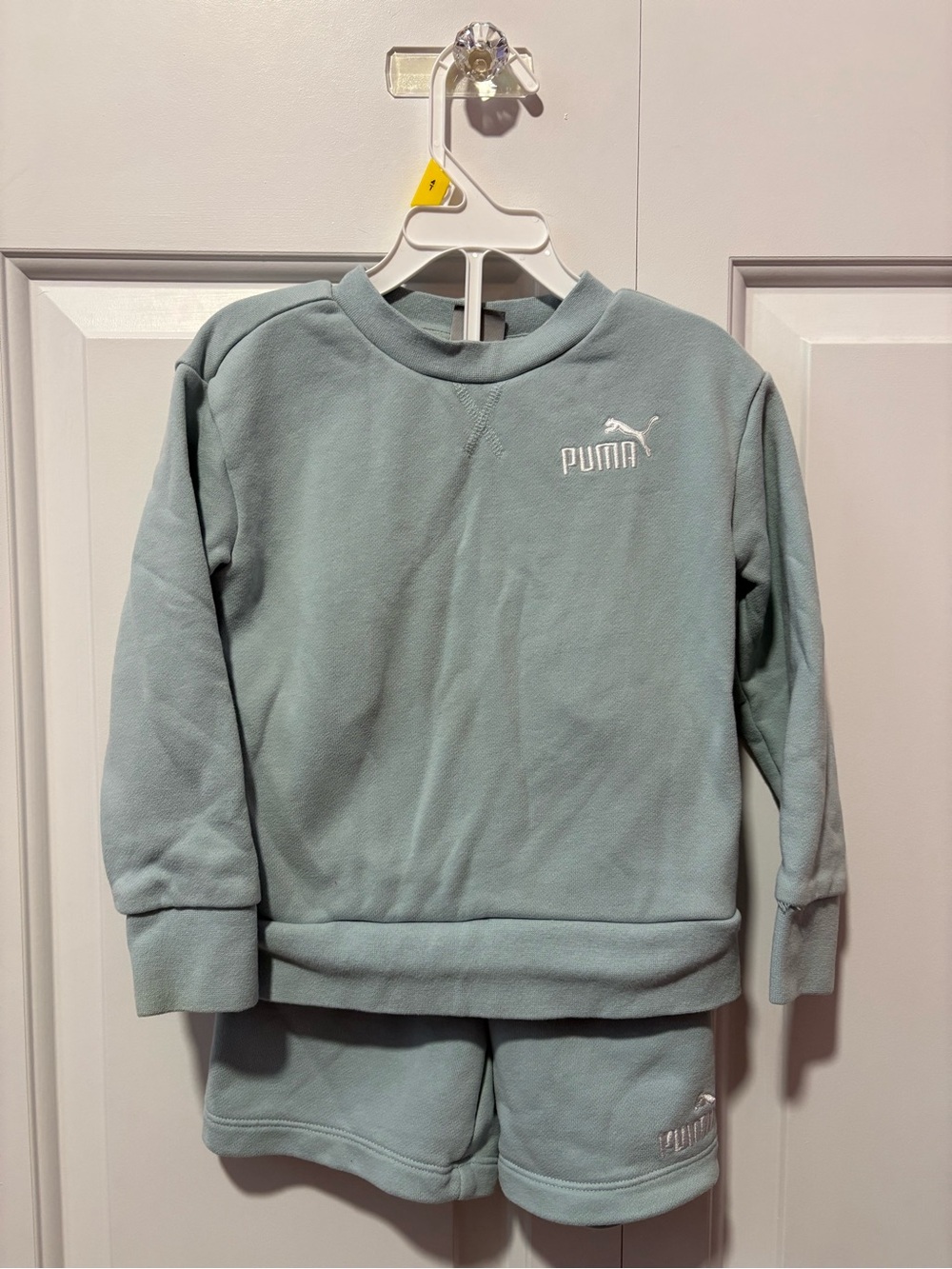 Puma Light Blue Crewneck Sweatshirt and Shorts Set